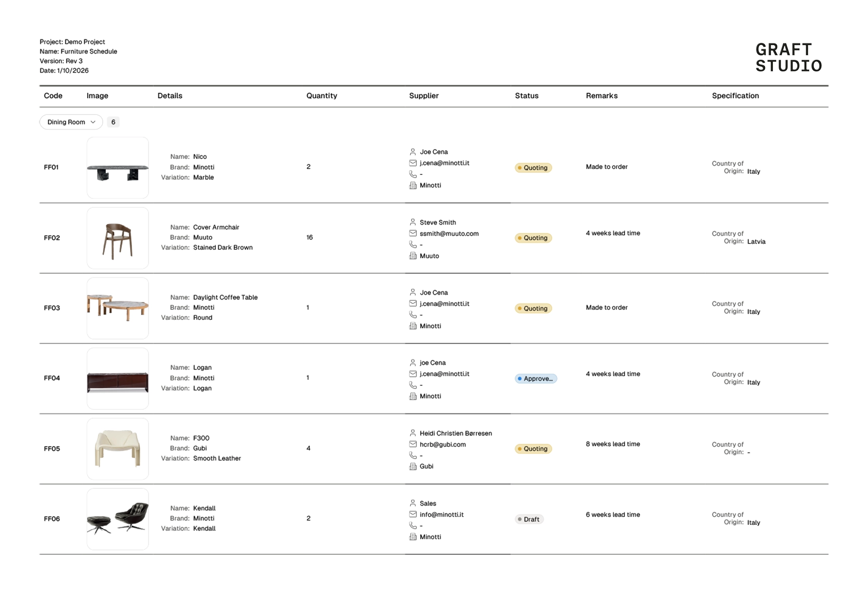 Drag and drop material samples to add materials to material board